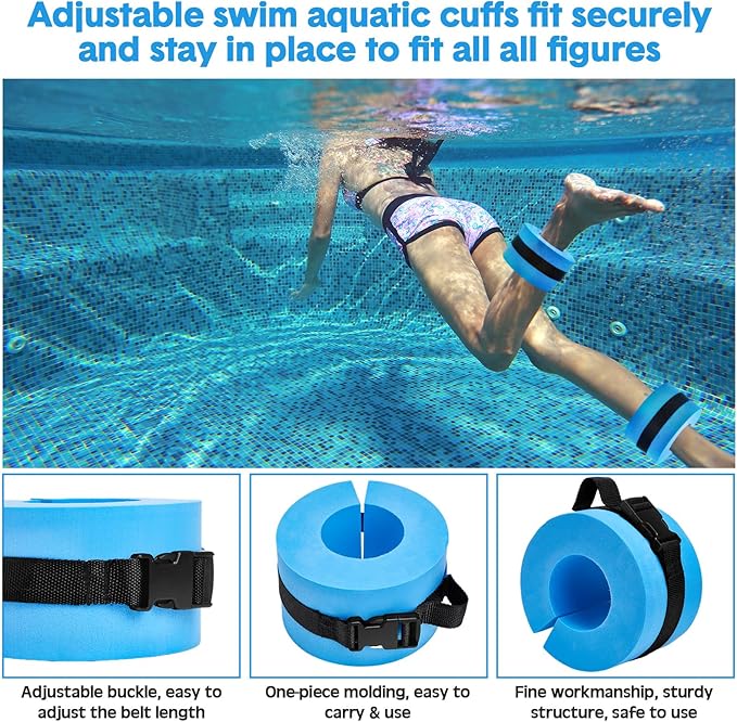 5 Pcs Aquatic Exercise Set Including 2 Ankle Swimming Weights 2 Lightweight Aquatic Exercise Dumbbells and Swim Belt Pool Exercise Equipment for Aquatic Aerobics Exercise