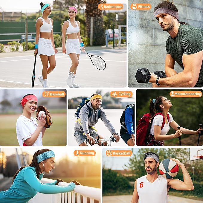 Headbands for Women Non Slip - 7PCS Fashion Sports Hair Bands for Women's Hair, Soft Cotton Cloth Stretchy Headbands for Women for Workout Yoga Running