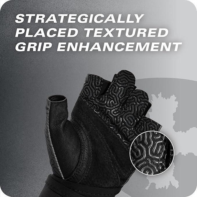 Harbinger Pro Wristwrap Gloves 3.0 - Enhanced Grip, Superior Wrist Support, Breathable 4-Way Stretch Lycra, Durable Leather Palm, Half-Finger Design for Weightlifting, Fitness Training, Women's