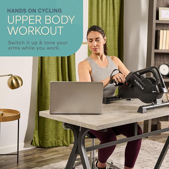 Lifepro Under Desk Elliptical Exercise Machine – Mini Bike Elliptical for Low Impact Leg & Arm Movement – Quiet Magnetic Resistance, LCD Display – Compact Seated Workout for Seniors