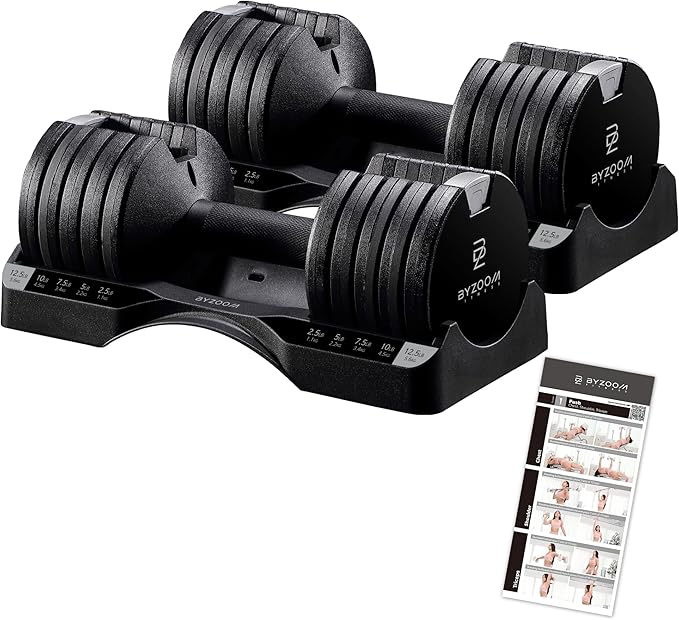 Adjustable Dumbbell 12.5/25lb Set of 2 or Single Unit Piece Weight Training Fitness Exercise Body Workout 5 in 1 for Home Gym Beginners Woman