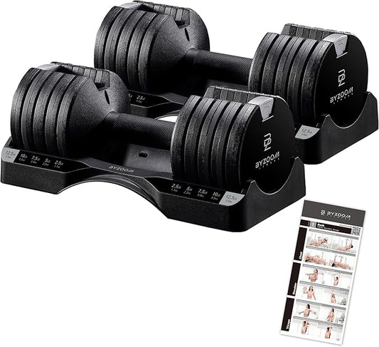 Adjustable Dumbbell 12.5/25lb Set of 2 or Single Unit Piece Weight Training Fitness Exercise Body Workout 5 in 1 for Home Gym Beginners Woman