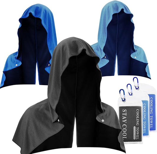 3 Pack Cooling Hoodie Towels for Neck and Face 50 Sun