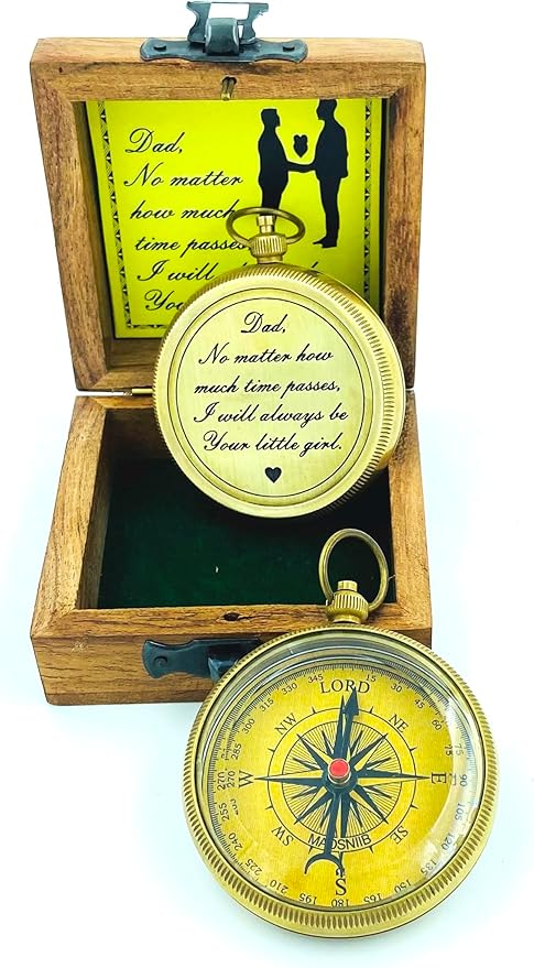 MADSNIIB Engraved Compass with Wooden Box