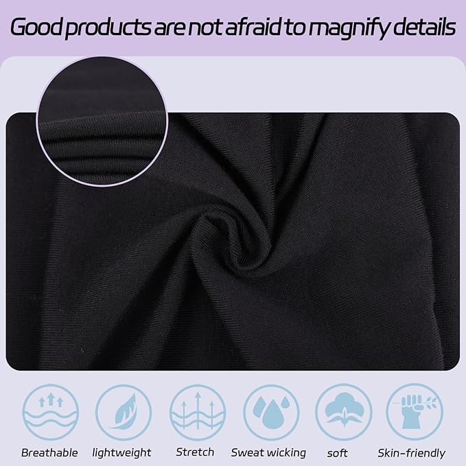 6 Pcs Wide Headbands for Women Extra Large Turban Stretch Fashion Headband Boho Hair Band Workout Running Sport Hairband Girls Accessories (Black, Coffee, Wine Red, Beige, Dark Gray, Light Gray)