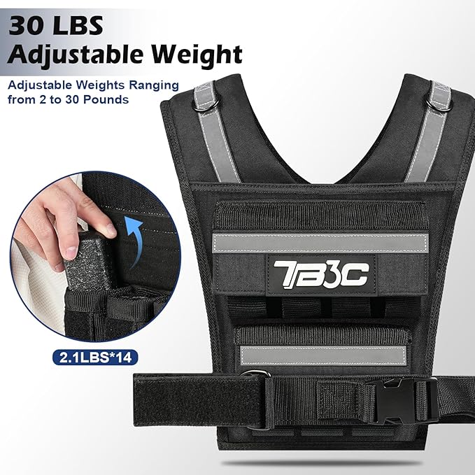 Adjustable Weighted Vest Men 19lbs/ 30lbs/ 40lbs Weights with Reflective Stripe, Weight Vest Woman Workout Vest for Crossfit, Calisthenics, Running & Walking.