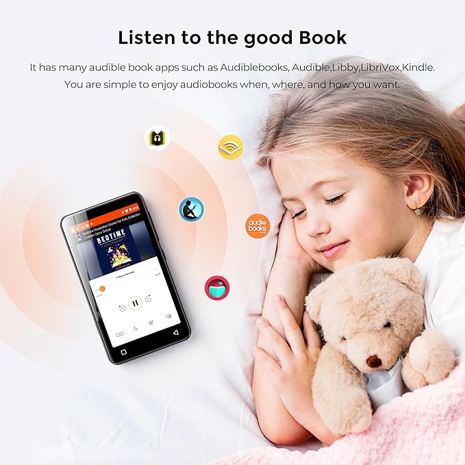 160GB MP3 Player with Bluetooth and WiFi, innioasis Music Player with Spotify,Pandora,Amazon Music,4" Touch Screen Android MP4 MP3 Player for Kids with Libby,Audible,Spotify Kids(Black)