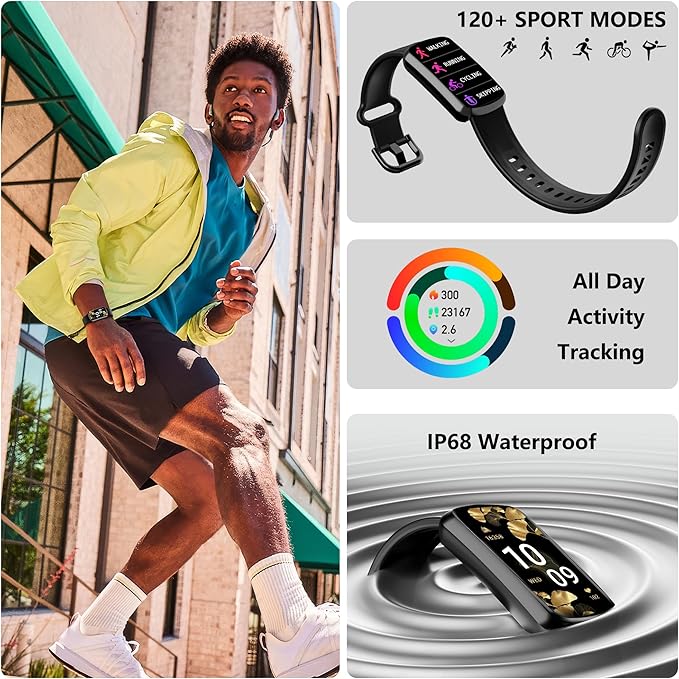 Health Fitness Tracker, Smart Watch with 24/7 Heart Rate and Blood Pressure Monitor, Activity Tracker with Blood Oxygen, 120 Sport Mode Waterproof Sleep Tracker for Women Men