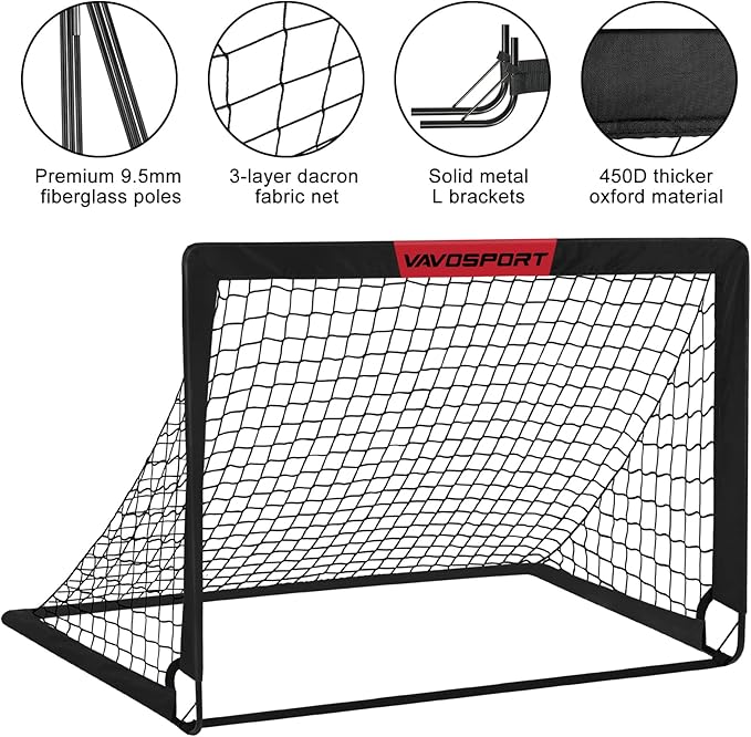 Kids Soccer Goals for Backyard Set - 2 4' x 3' Portable