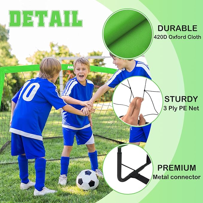 6x4FT / 9x5FT Kids Soccer Goal for Backyard