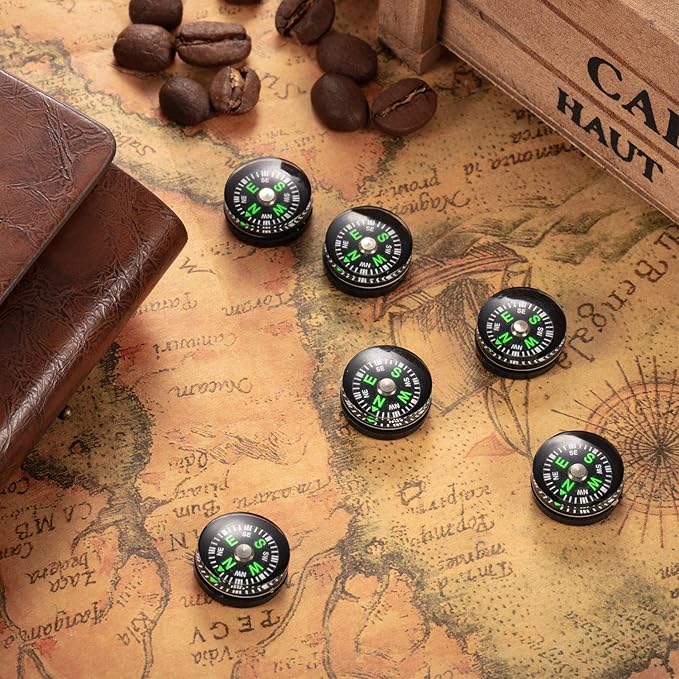 200 Pieces Button Compass Mini Black Survival Compass