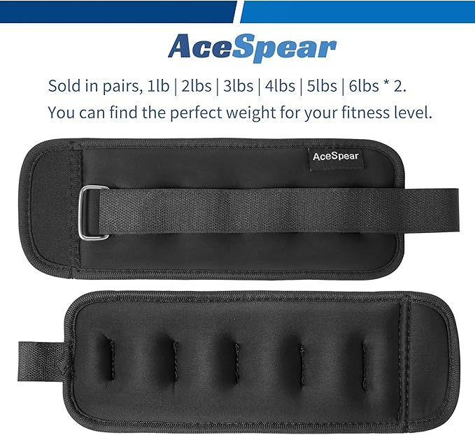AceSpear Ankle Weights for Men Women Wrist Weights 2 * 1lb 2lbs 2lbs 3lbs 3lbs 4lbs 4lbs 5lbs 5lbs 6lbs 6lbs Leg