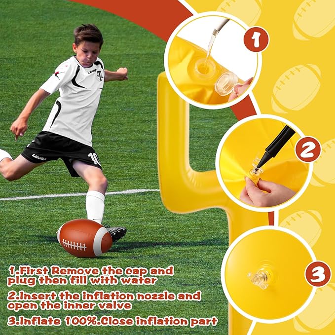 Meooeck 2 Pcs 70.8'' Inflatable Jumbo Football Set 8 Footballs