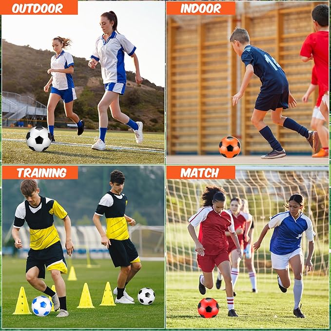 12 Pcs Soccer Balls Bulk Size 4 Soccer Balls with Pump Soft Football Outdoor Indoor for Sport Training Practice Game Gift for Youth Teen Adult