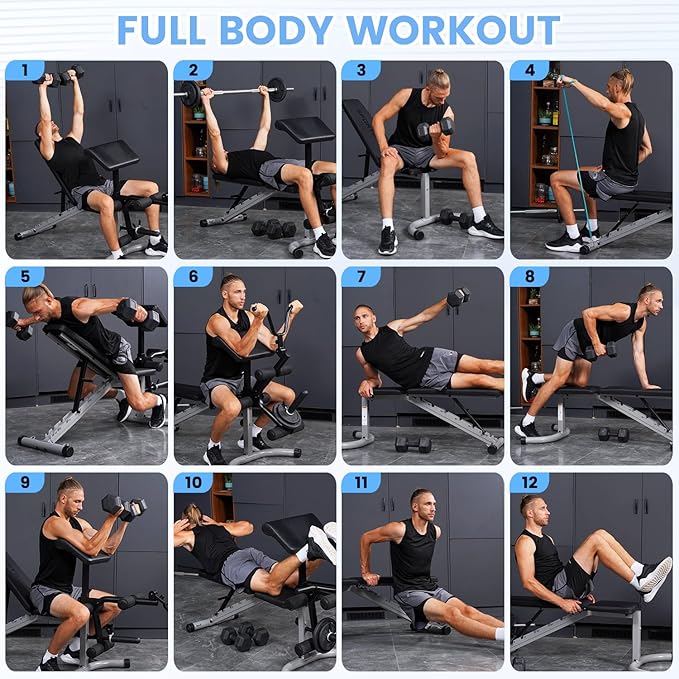 Adjustable Weight Bench Professional Utility Heavy Duty Workout