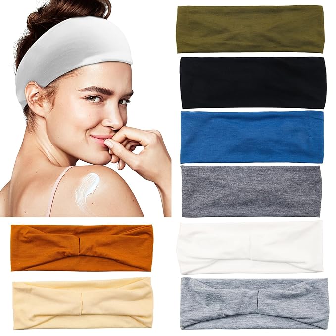 Headbands for Women, Non Slip Premium Stretchy Head Bands for Yoga, Working Out, Travel or Running Sweat Bands,Pack of 8