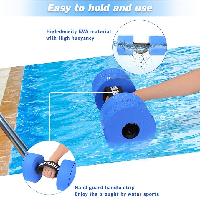 Hikeen Aquatic Exercise Dumbbells Water Dumbbell Pool Resistance Aquatic Fitness Barbells with 4 High-Density EVA Foam Pool Weights Dumbbells, for Water Aerobics Weight Loss