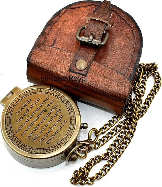 AASIYA Brass Nautical Portable Pocket Compass with Chain