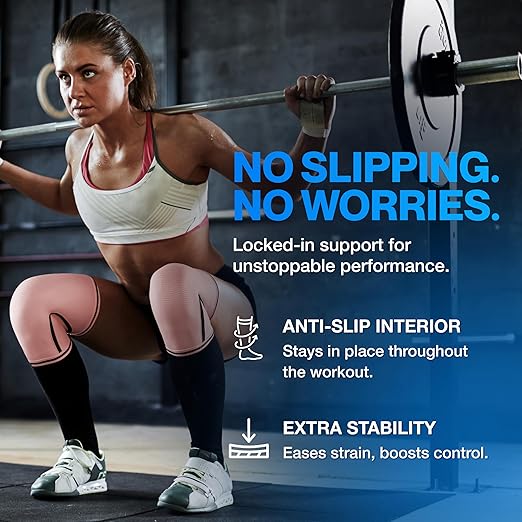 Modvel 7mm Neoprene Knee Sleeves for Men & Women Weightlifting & Powerlifting – Compression Knee Sleeve Support for Squats, Gym, Training – USPA, IPL Approved – Medium Peach (Pair)