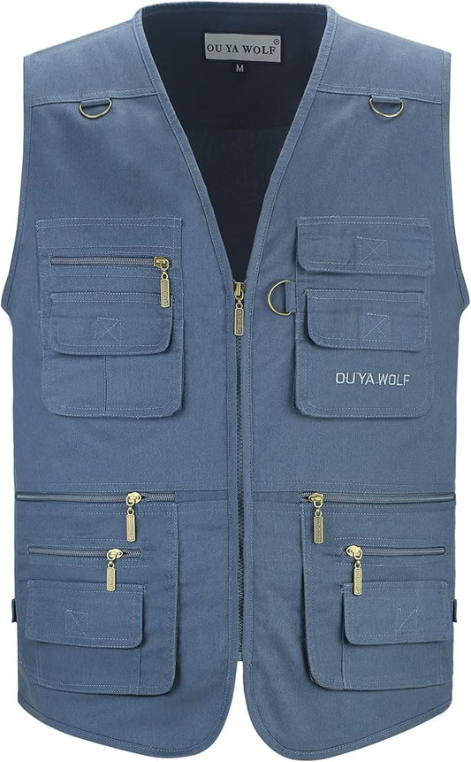 Men's Utility Work Hunting Travel Fishing Multi-Pockets Outdoor Vests