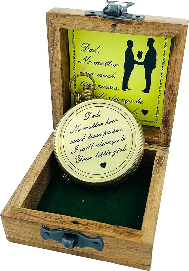 MADSNIIB Engraved Compass with Wooden Box