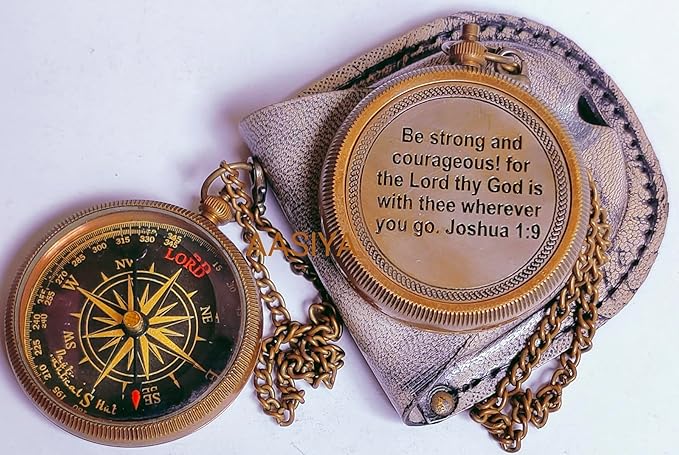 Lord is My Guide Brass Compass Gift Brass