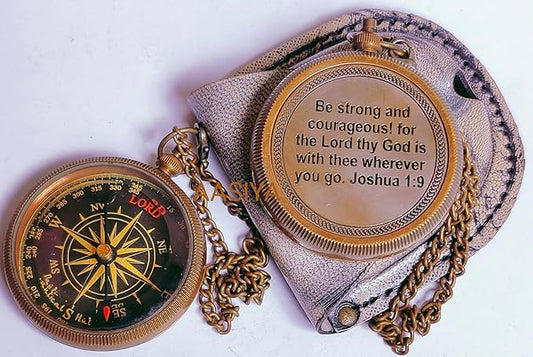 Lord is My Guide Brass Compass Gift Brass