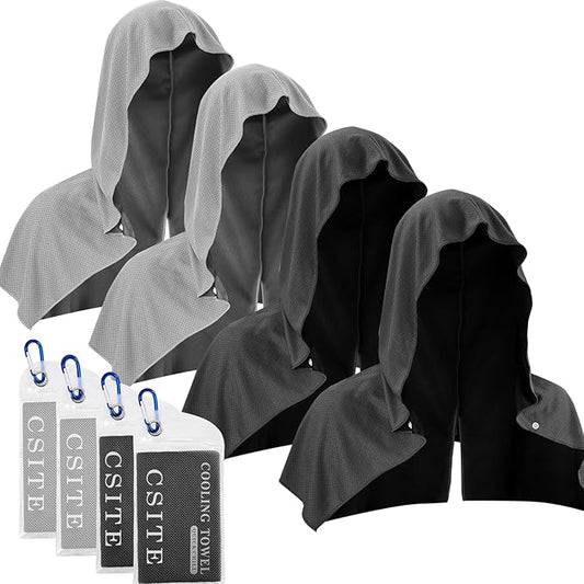 4 Pack Cooling Hoodie Towels for Neck and Face 50 Sun