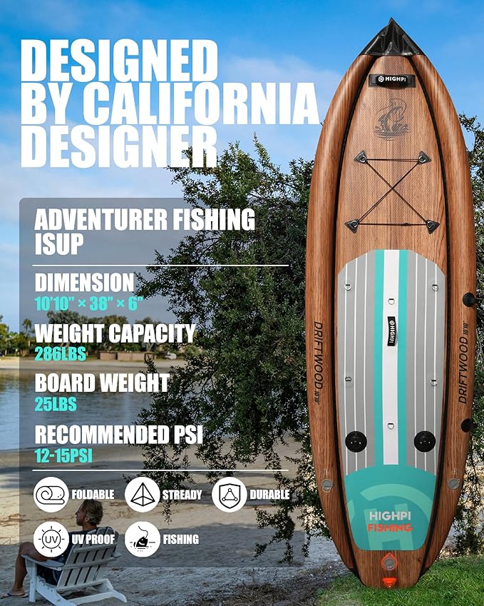 Highpi Inflatable Stand Up Paddle Board for Youth and Adults – Wide Sup with Premium Accessories, Blow Up Paddleboard for Surfing, Fishing, Yoga & More