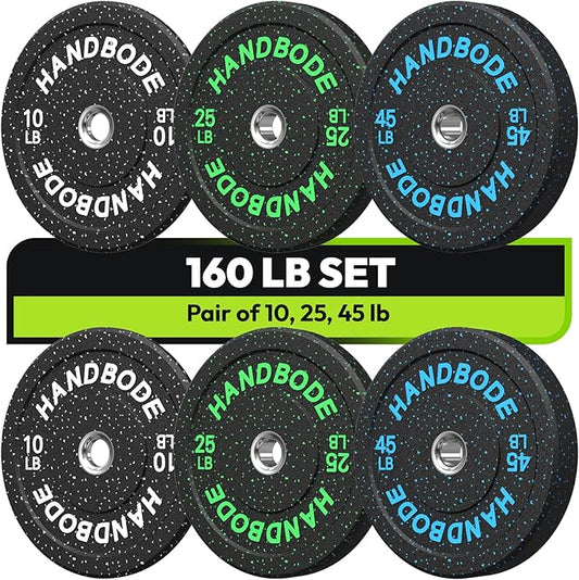 2-Inch Bumper Plates High Bounce, Olympic Weight Plate Set 45/100/160/190/260/300lb, Barbell Weight Plates Set for Home Gym, Colored Weights Rubber Strength Training Plate for Weight Lifting