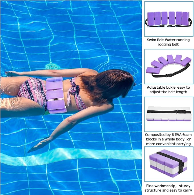 5 Pcs Aquatic Exercise Set Including 2 Ankle Swimming Weights 2 Lightweight Aquatic Exercise Dumbbells and Swim Belt Pool Exercise Equipment for Aquatic Aerobics Exercise