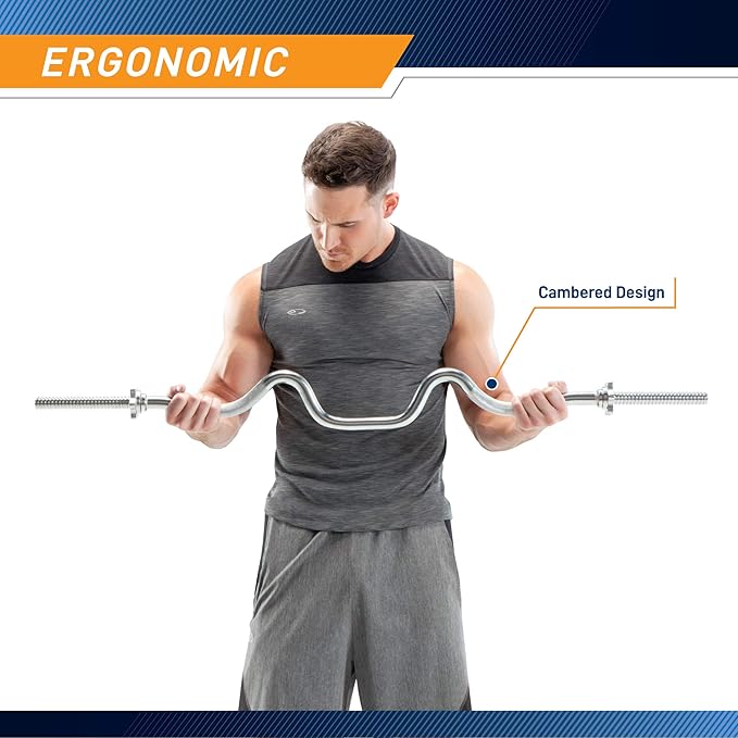 Marcy 1 inch Standard Curl Bar with Spin-Lock