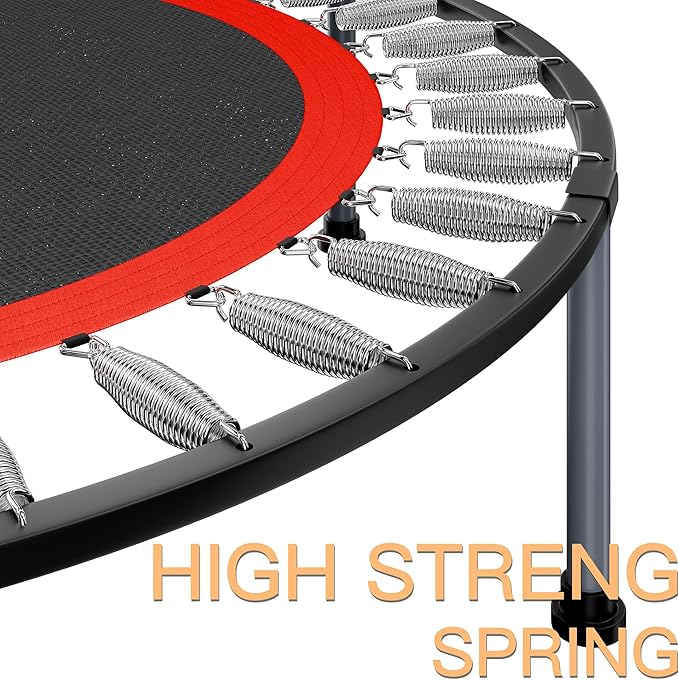 40"/48" Foldable Mini Fitness Rebounder with Adjustable Foam Handle, Max Load 330/440 lbs, Indoor Cardio Exercise Rebounder for Adults