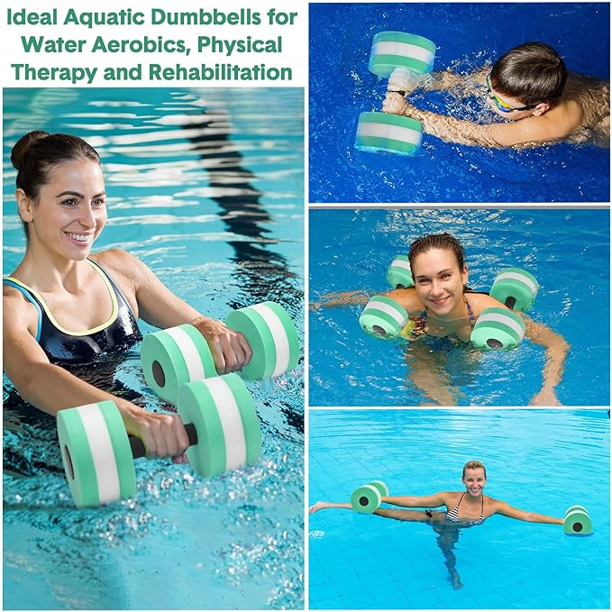 5 Pcs Aquatic Exercise Set Including 2 Ankle Swimming Weights 2 Lightweight Aquatic Exercise Dumbbells and Swim Belt Pool Exercise Equipment for Aquatic Aerobics Exercise