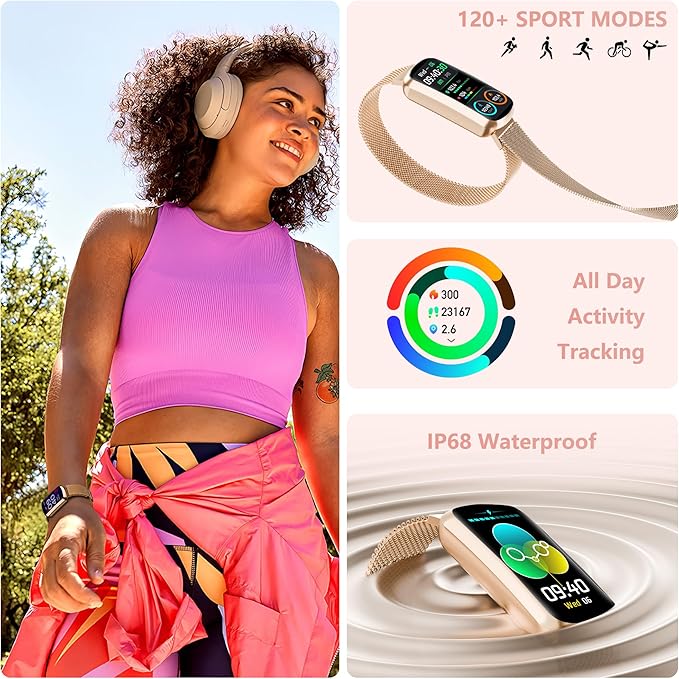 Health Fitness Tracker, Smart Watch with 24/7 Heart Rate and Blood Pressure Monitor, Activity Tracker with Blood Oxygen, 120 Sport Mode Waterproof Sleep Tracker for Women Men