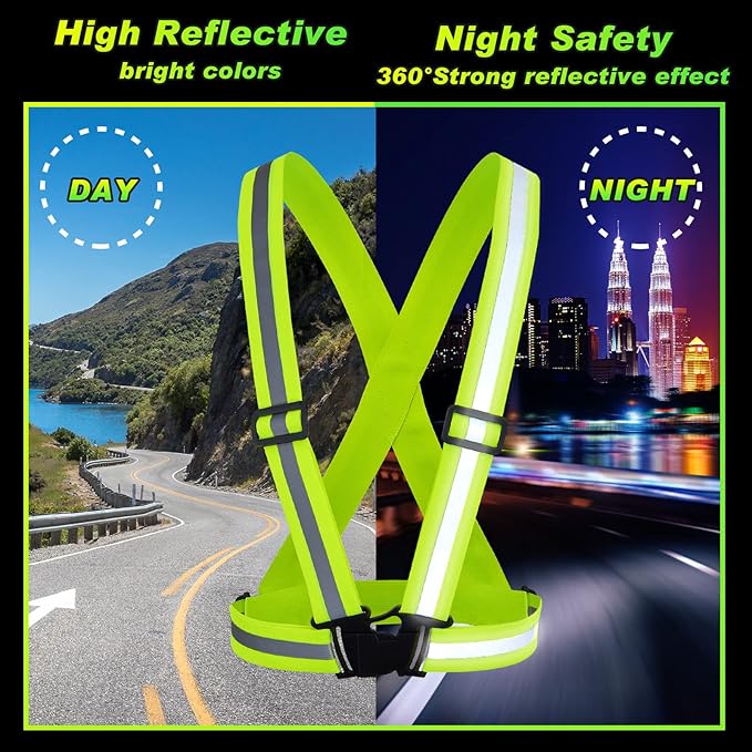 Hercicy 12 Pcs Reflective Vest High Visibility Safety Vests, Adjustable Bright Neon Lightweight Strap Gear (Yellow)