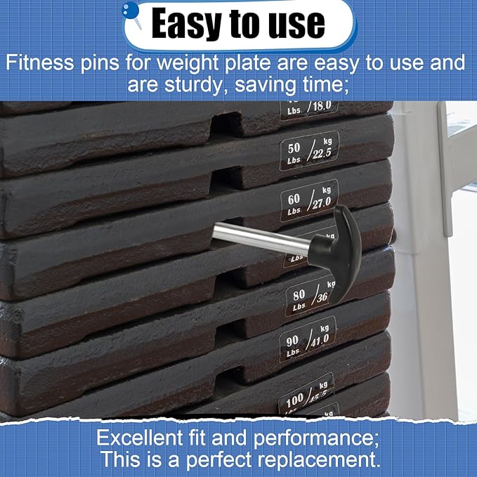 2pcs Weight Stack Pin - 3/8 Inch Diameter 6 Inch Locking Space Universal Selector Loading Pin for Home Gym Exercise Machine Accessories