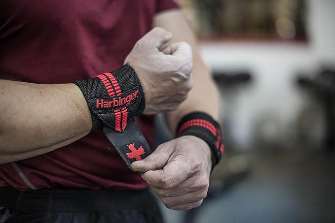 Harbinger Red Line 18-Inch Weightlifting Wrist Wraps for Men and Women (Pair)