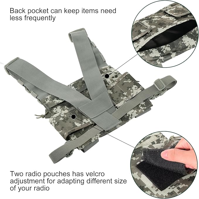 abcGoodefg Radio Chest Harness Chest Front Pack Pouch