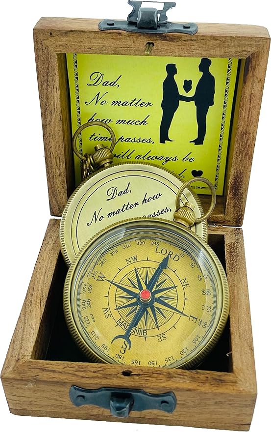 MADSNIIB Engraved Compass with Wooden Box