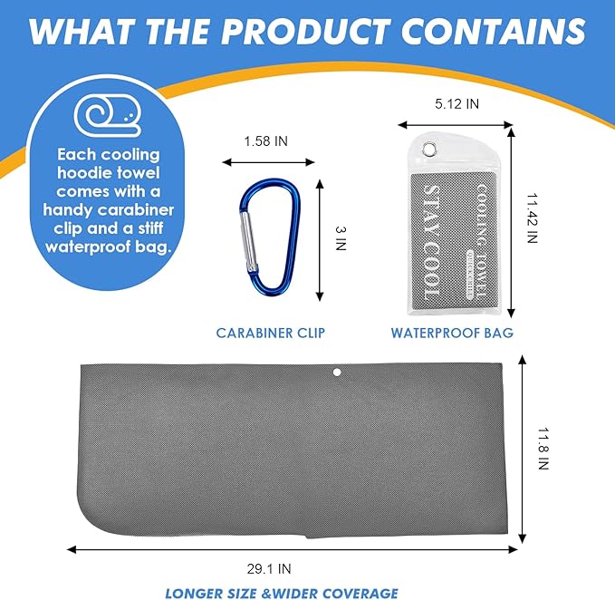 3 Pack Cooling Hoodie Towels for Neck and Face 50 Sun