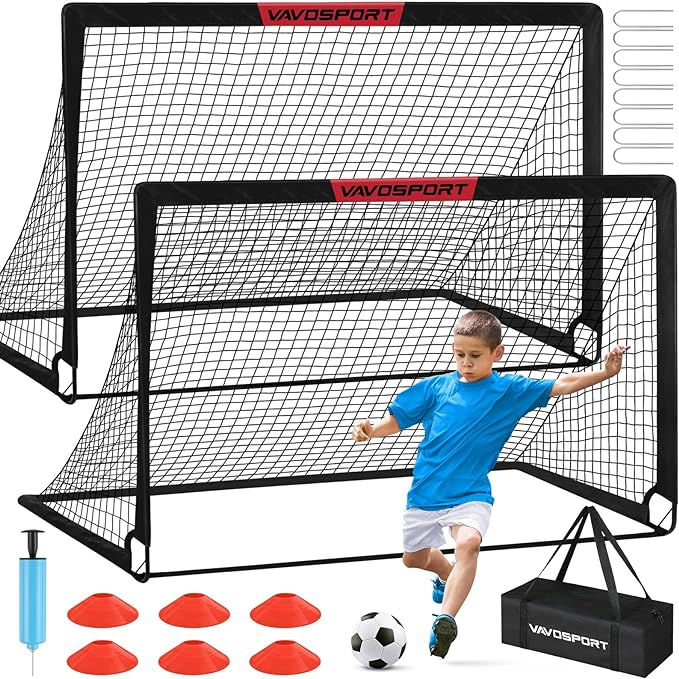 Kids Soccer Goals for Backyard Set - 2 6x4 ft