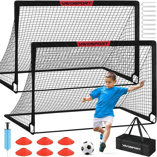 Kids Soccer Goals for Backyard Set - 2 6x4 ft
