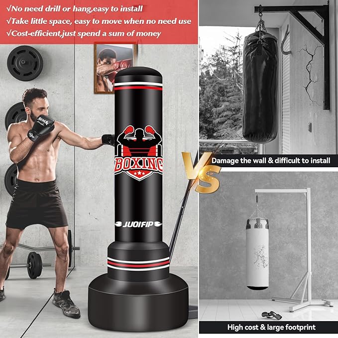 Heavy Punching Bag with Stand Adults Teens,70" Free Standing Boxing Bags,Kickboxing Training Equipment Bags for Men Training Thai Fitness Karate