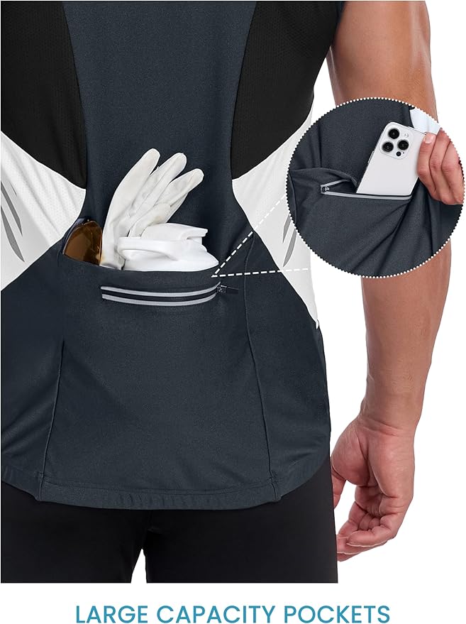 Little Donkey Andy Men's Half Zip Breathable Cycling Vests Reflective Sleeveless Jerseys Lightweight Bicycle Running