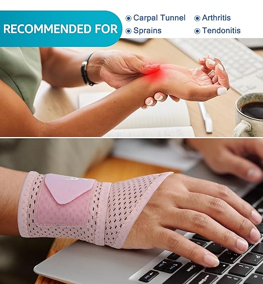 HiRui 2-Pack Ultra-Thin Mesh Wrist Wraps - Breathable, Adjustable Wrist Support for Workouts & Daily Use - Unisex Wrist Brace for Pain Relief, Tendonitis, Carpal Tunnel - One Size Fits All (Pink)