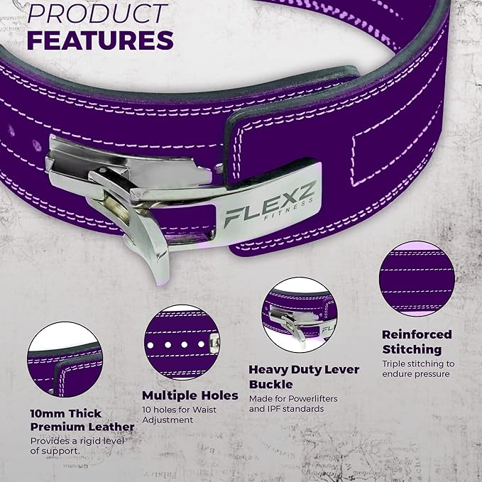 Flexz Fitness Lever Weight Lifting Belt Leather - 10MM 13MM 13MM Powerlifting