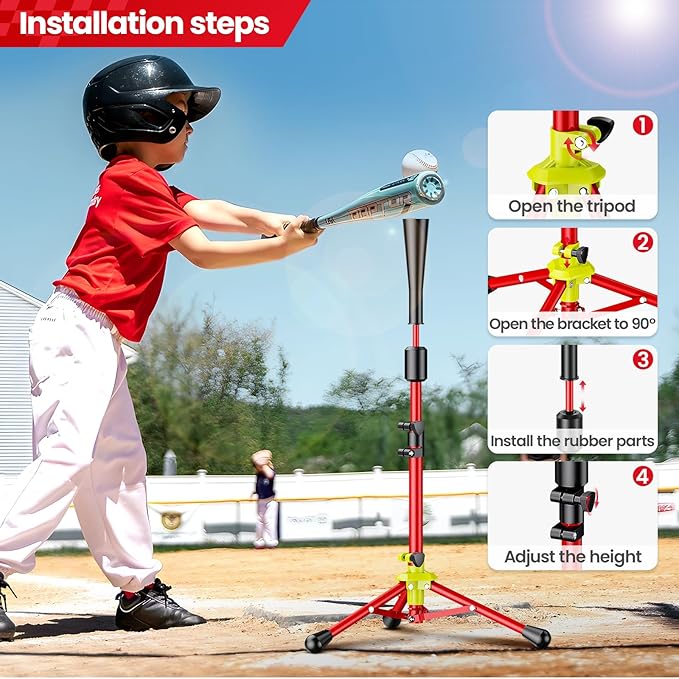 2025 New Upgrade Portable Batting Tee for Baseball/Softball,23.23 to 40.16 Inch Baseball Tee for Kids,Batting Tee,Softball Tee,Youth Hitting Tee,Teeball Tee,Travel Tee,Easy Adjustable Height