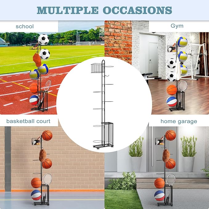 melos 7 Tier Basketball Ball Storage Rack