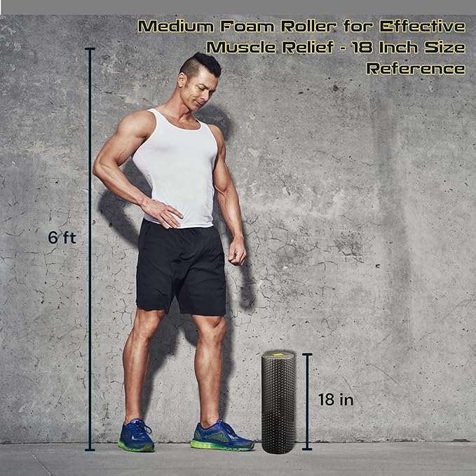 High-Density Foam Muscle Roller – Textured Foam Rollers 18-inch (Medium, 45 x 15 cm)